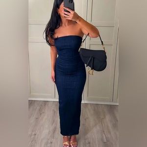 Sexy denim strapless dress